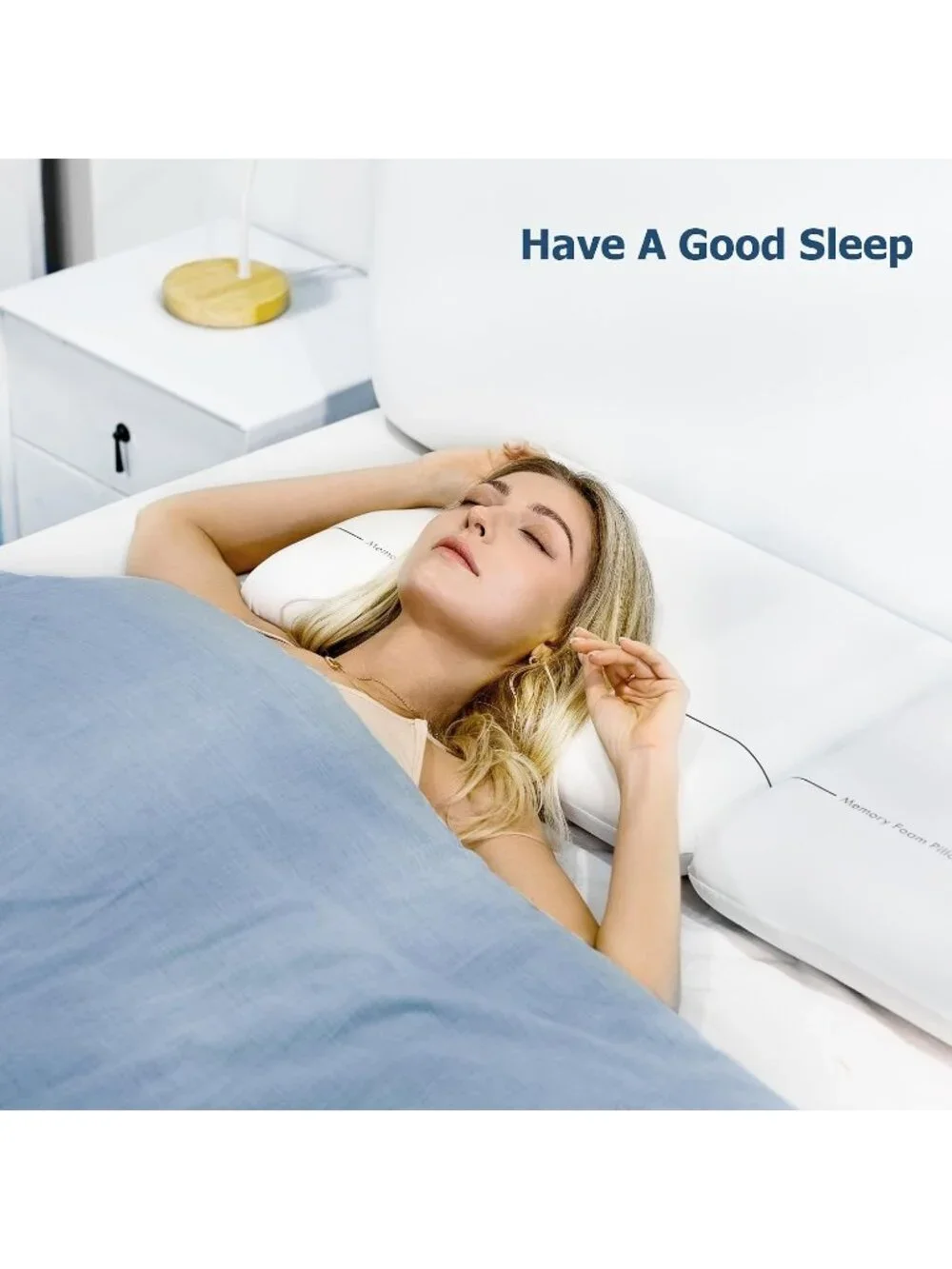 〽️Memory Foam Pillow Two Sided Soft Firm Neck Pillow for Sleeping Washable Cover